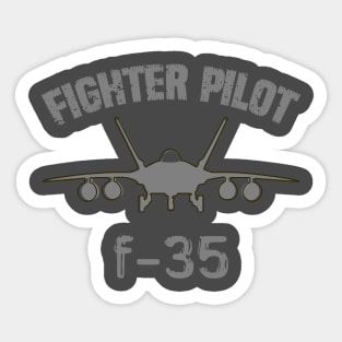 Fighter pilot F-35 fighter plane silhouette in minimalist military aviation style Sticker